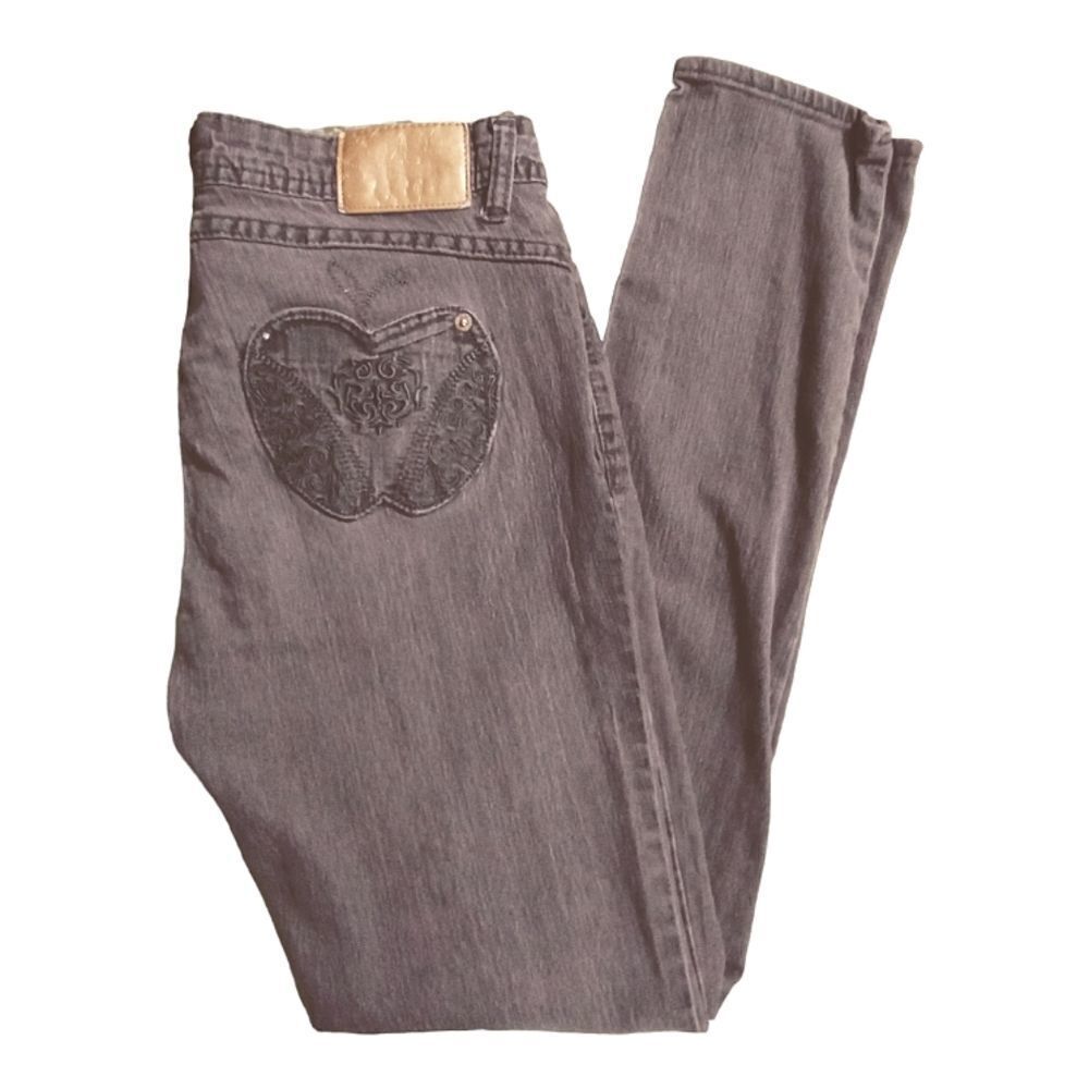 Apple Bottom Jeans Dk Gray Size 9/10 31" Inseam Skinny Apple Shaped Back Pockets
